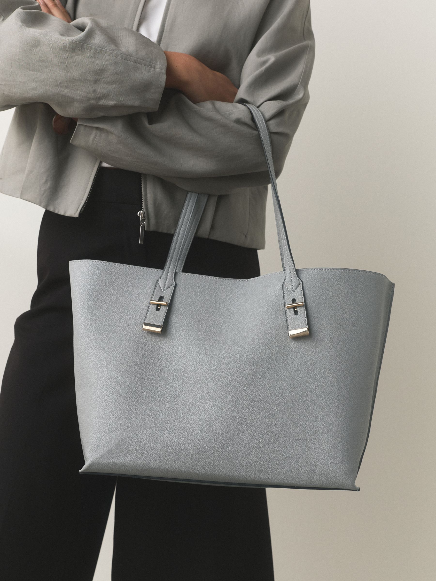 Buy Grey Structured Tote Bag from Next USA