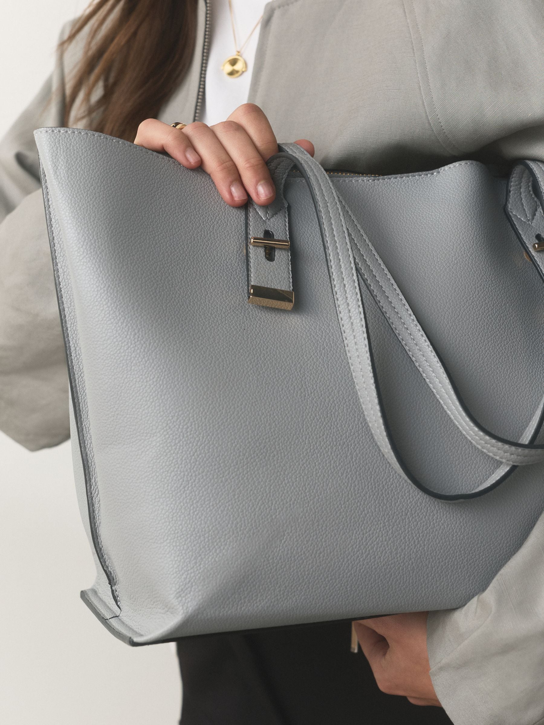 Buy Grey Structured Tote Bag from Next USA