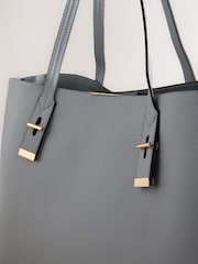 Grey Structured Tote Bag - Image 5 of 5