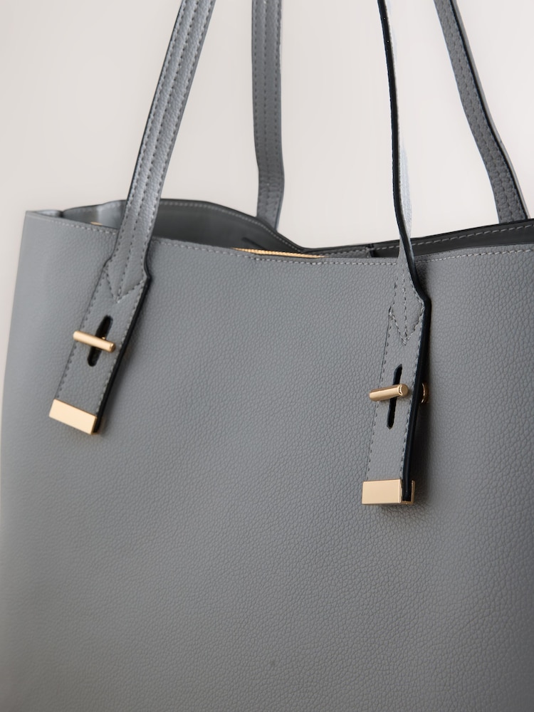 Grey Structured Tote Bag - Image 5 of 5