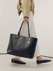Chocolate Brown Weave Detail Shoulder Bag - Image 1 of 8