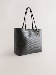 Chocolate Brown Weave Detail Shoulder Bag - Image 2 of 8