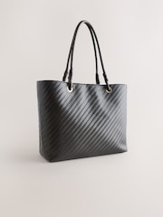 Chocolate Brown Weave Detail Shoulder Bag - Image 3 of 8