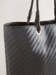 Chocolate Brown Weave Detail Shoulder Bag - Image 5 of 8