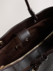 Chocolate Brown Weave Detail Shoulder Bag - Image 6 of 8