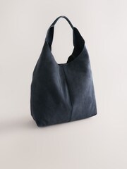 Navy Leather Slouchy Shoulder Bag - Image 1 of 5