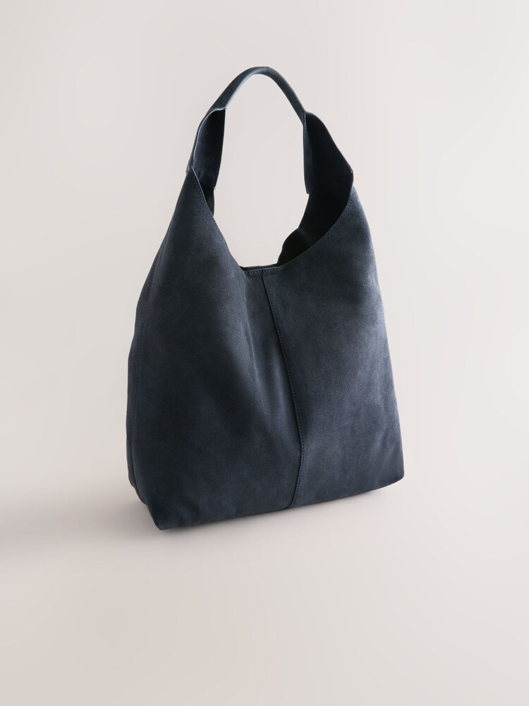 Navy Leather Slouchy Shoulder Bag - Image 1 of 5