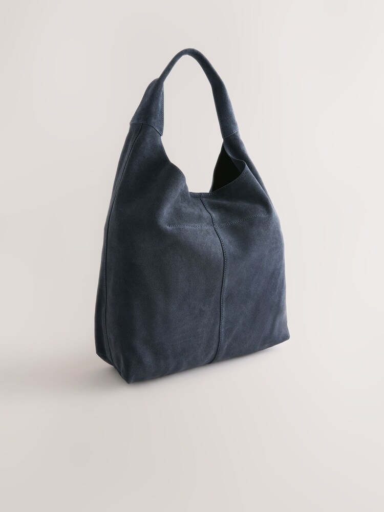 Navy Leather Slouchy Shoulder Bag - Image 2 of 5