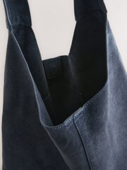 Navy Leather Slouchy Shoulder Bag - Image 3 of 5