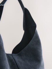 Navy Leather Slouchy Shoulder Bag - Image 4 of 5