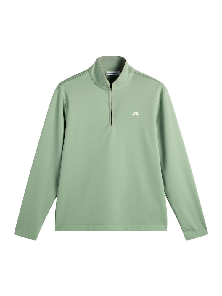 J.Lindeberg Green Clide Quarter Zip Mid Layer Sweat Top - Image 4 of 4 J.Lindeberg Green Clide Quarter Zip Mid Layer Sweat Top - Image 4 of 4