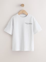 أبيض - تيشرت كُم قصير ثقيل الوزن برسومات (3-16من عمر سنة إلى سنتين) - صورة 1 من 5