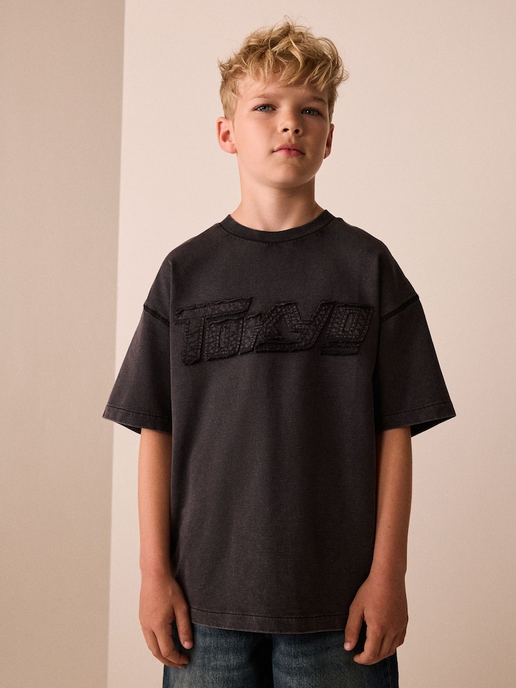 Charcoal Grey Tokyo Washed Graphic T-Shirt (3-16yrs) - Image 1 of 8 Charcoal Grey Tokyo Washed Graphic T-Shirt (3-16yrs) - Image 1 of 8