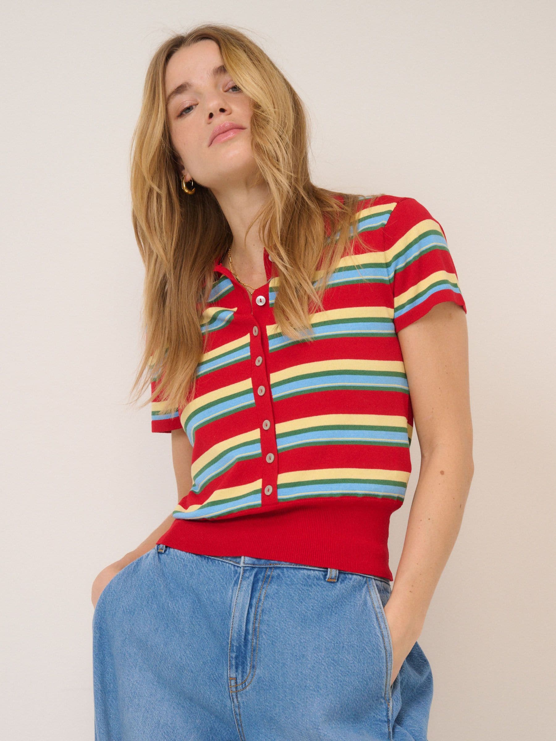 Buy Nobodys Child Red Waisted Polo Knit Top from Next USA