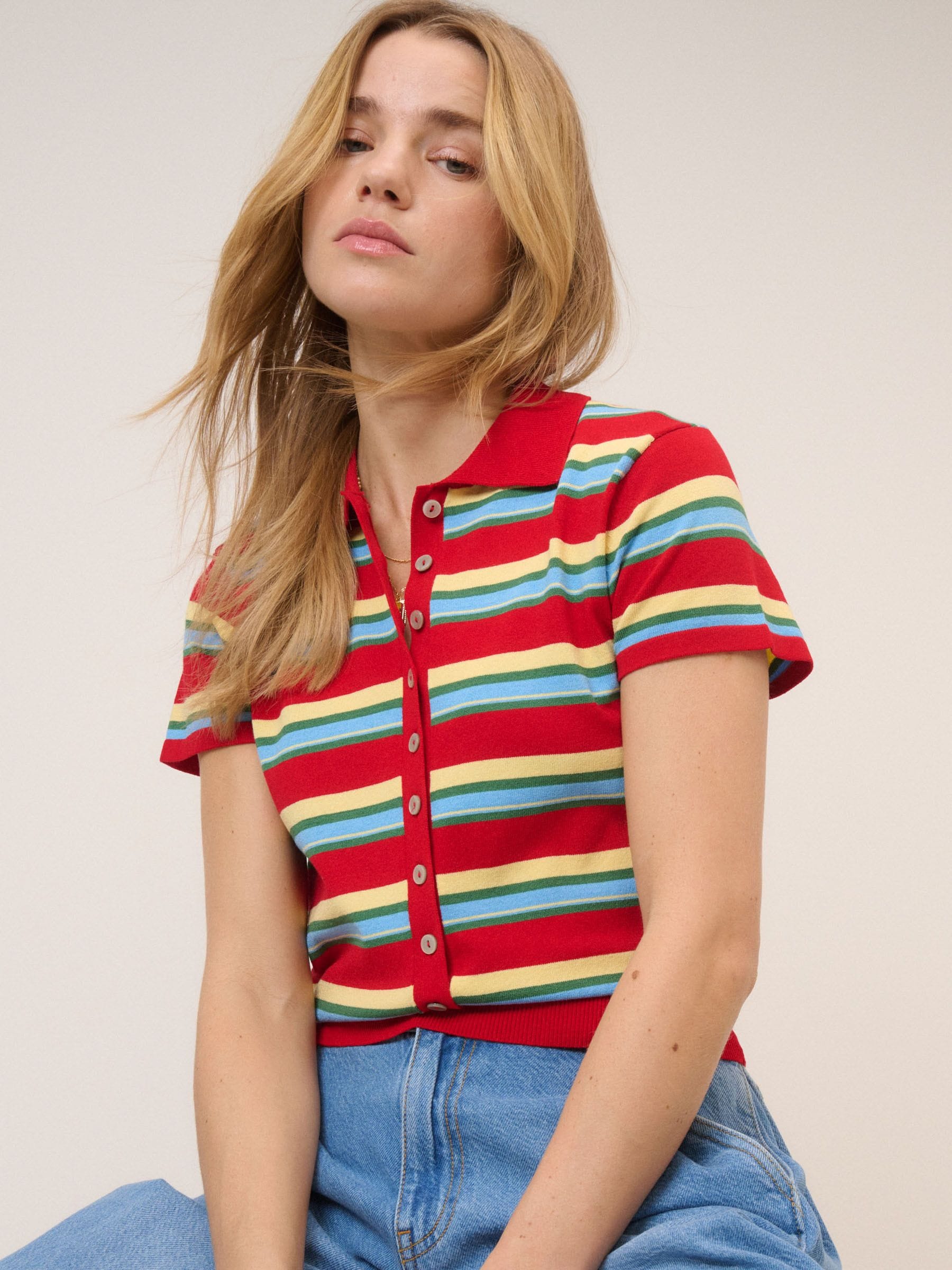Buy Nobodys Child Red Waisted Polo Knit Top from Next USA