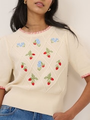 Nobodys Child Strawberry Embroidered T-Shirts - Imaginea 2 din 5