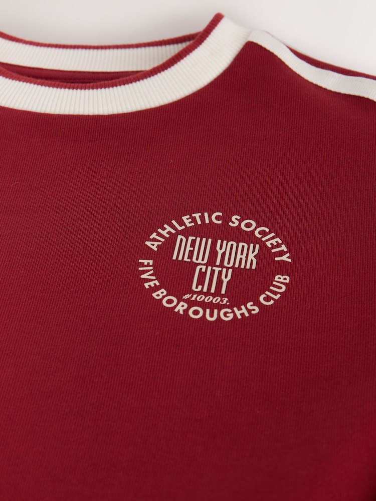 Burgundy Red Long Sleeve Heavyweight Varsity T-Shirt (3-16yrs) - Image 4 of 4 Burgundy Red Long Sleeve Heavyweight Varsity T-Shirt (3-16yrs) - Image 4 of 4