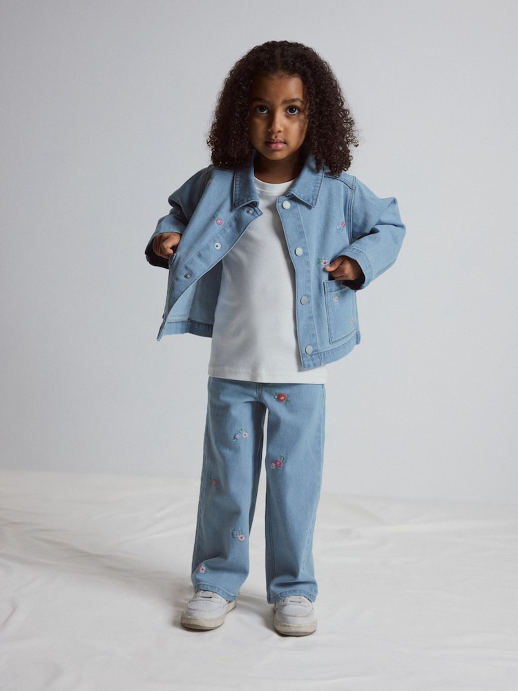 Polarn O. Pyret Blue Floral Embroidered Jeans - Image 1 of 7