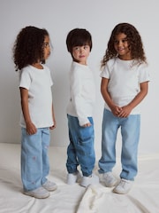 Polarn O. Pyret Blue Floral Embroidered Jeans - Image 2 of 7