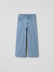 Polarn O. Pyret Blue Floral Embroidered Jeans - Image 3 of 7
