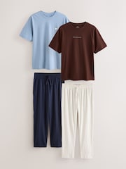 Coffee Embroidered Grey - Ensemble pyjama court en jersey 2 - Image 1 de 13