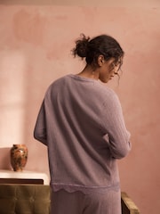 B by Ted Baker Mink Brown Branded Pointelle Knit Cardigan with Lace - Image 4 of 5