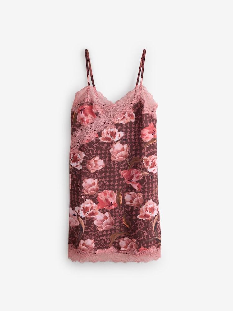B by Ted Baker Viscose Nylon Chocolate Brown Slip with Lace - Image 1 of 7