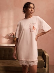 B by Ted Baker Pink Cotton Nightee with Lace - Image 1 of 5