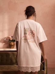 B by Ted Baker Pink Cotton Nightee with Lace - Image 3 of 5