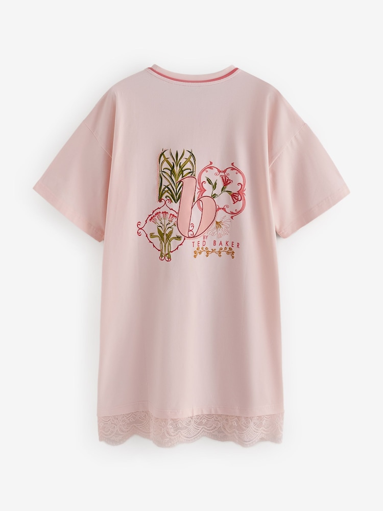 B by Ted Baker Pink Cotton Nightee with Lace - Image 7 of 7