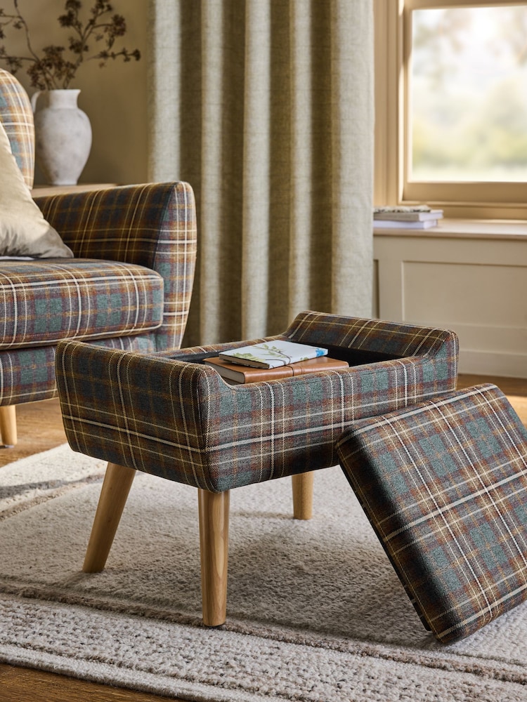 Heritage Check Dark Green Wilson Storage Footstool - Image 2 of 9 Heritage Check Dark Green Wilson Storage Footstool - Image 2 of 9