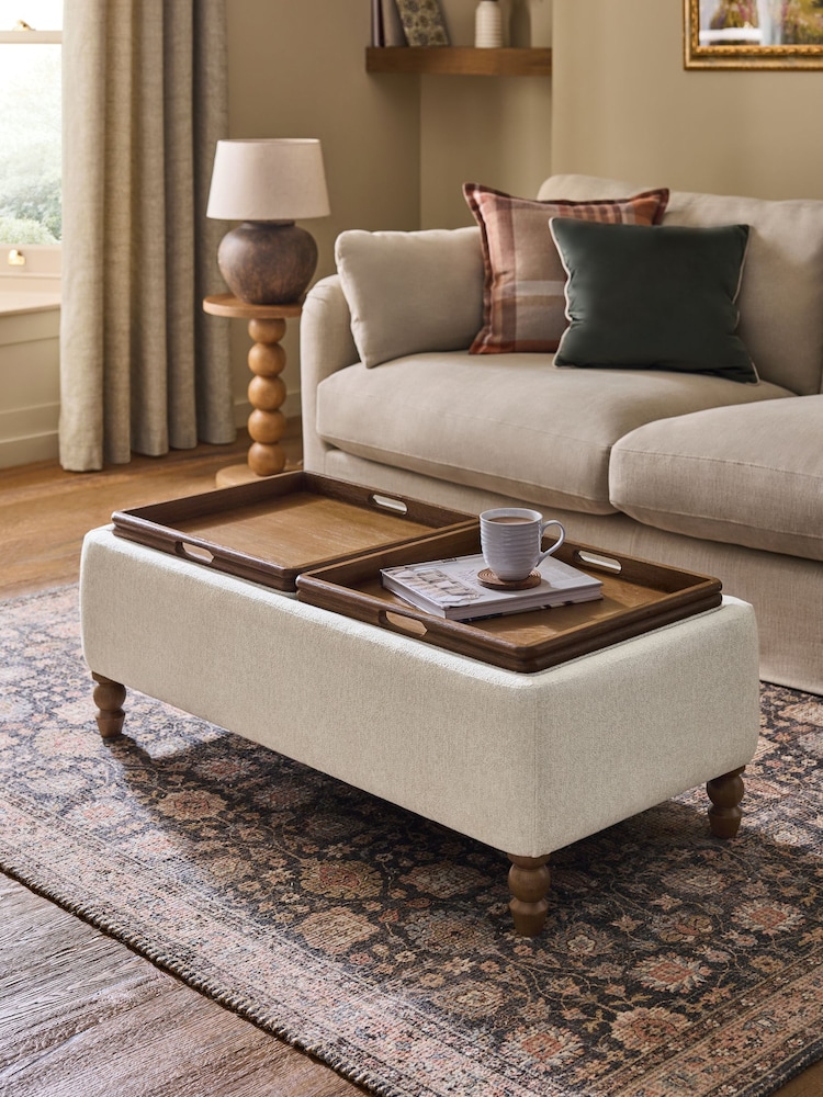 Tailored Chenille Oyster Natural Margot Coffee Table - Image 2 of 14