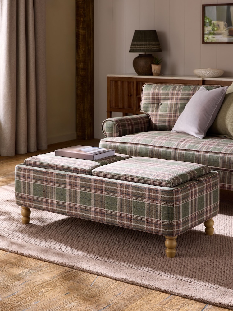Smart Woven Check Green and Rust Brown Margot Coffee Table - Image 1 of 11