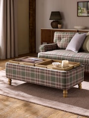 Smart Woven Check Green and Rust Brown Margot Coffee Table - Image 3 of 11