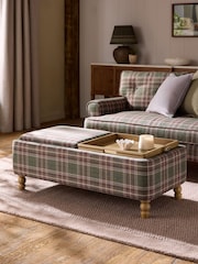 Smart Woven Check Green and Rust Brown Margot Coffee Table - Image 6 of 11