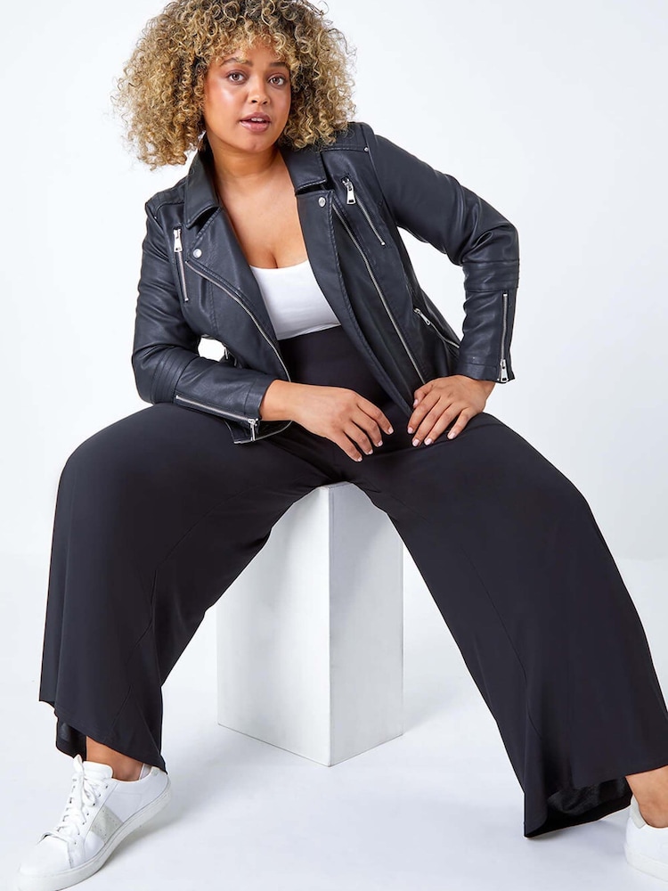 Roman Black Curve Wide Leg Trousers - Image 1 of 5 Roman Black Curve Wide Leg Trousers - Image 1 of 5