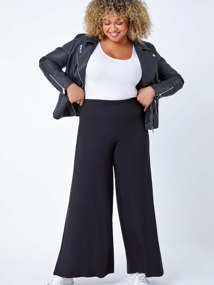 Roman Black Curve Wide Leg Trousers - Image 5 of 5 Roman Black Curve Wide Leg Trousers - Image 5 of 5