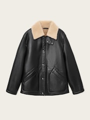 AllSaints Black Deunia Shearling Coat - Image 10 of 10