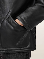AllSaints Black Deunia Shearling Coat - Image 7 of 10