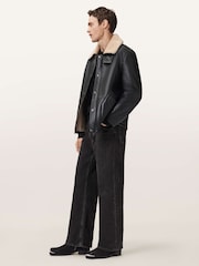 AllSaints Black Deunia Shearling Coat - Image 9 of 10