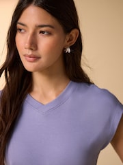 Blue V-Neck Short Sleeve Interlock T-Shirt - Image 5 of 5