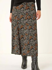 Falda midi elástica con estampado de florecitas de Roman - Imagen 4 de 5