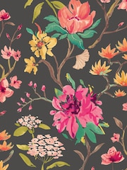 Ohpopsi Midnight Twist Saku Linen & Apricot A4 Wallpaper Sample - Image 1 of 1