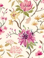 Ohpopsi Vintage Plum Saku Linen & Apricot A4 Wallpaper Sample - Image 1 of 1
