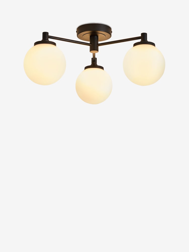 Black Weston Ceiling Light Fitting 3 Light Flush (also suitable for bathrooms) - Image 5 of 5 Black Weston Ceiling Light Fitting 3 Light Flush (also suitable for bathrooms) - Image 5 of 5