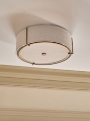White Oakham 2 Light Flush Fitting Ceiling Light - Image 1 of 3