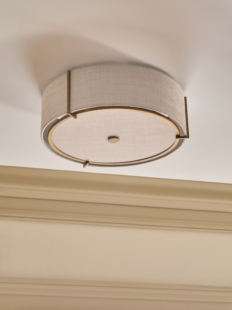 White Oakham 2 Light Flush Fitting Ceiling Light - Image 1 of 3 White Oakham 2 Light Flush Fitting Ceiling Light - Image 1 of 3