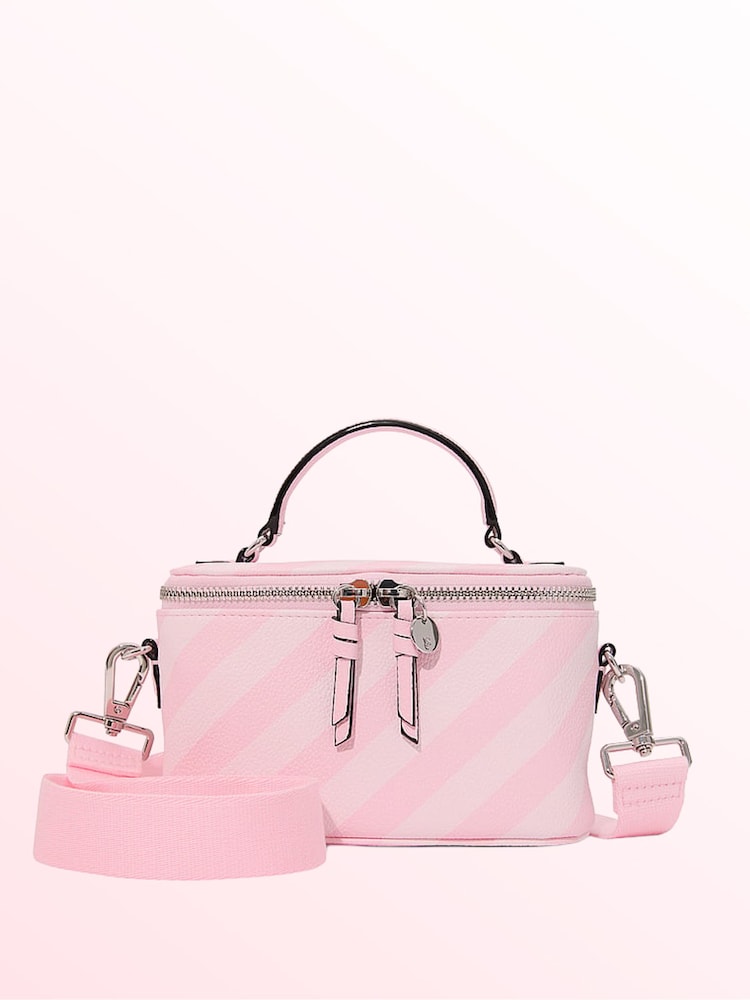 Victoria's Secret Iconic Stripe Pink Makeup Bag - Image 1 of 4 Victoria's Secret Iconic Stripe Pink Makeup Bag - Image 1 of 4