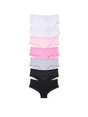 Victoria's Secret White/Pink/Grey/Black Cheeky 7 Pack Lace Trim Knickers - Image 1 of 3