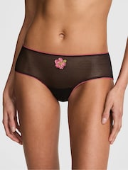 Victoria's Secret Pink Black Cheeky Hibiscus Embroidery Knickers - Image 1 of 2